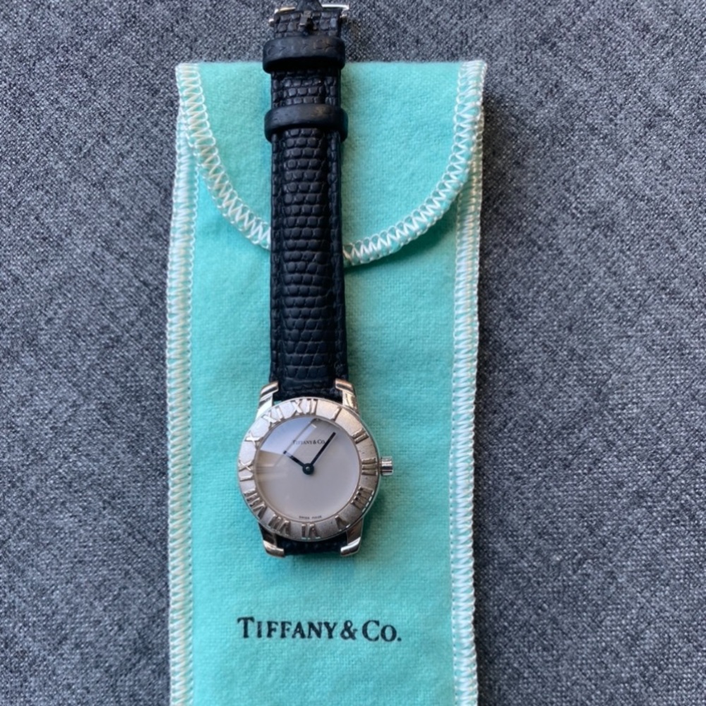 Tiffany & co Atlas watch with leather strap.